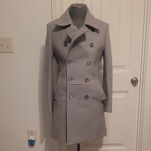 Zara Men's Light Gray Wool Pea Coat